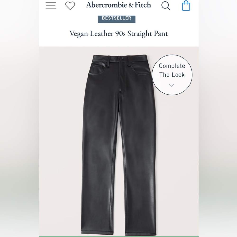 Abercrombie size 27 4 short vegan leather ultra high rise pant